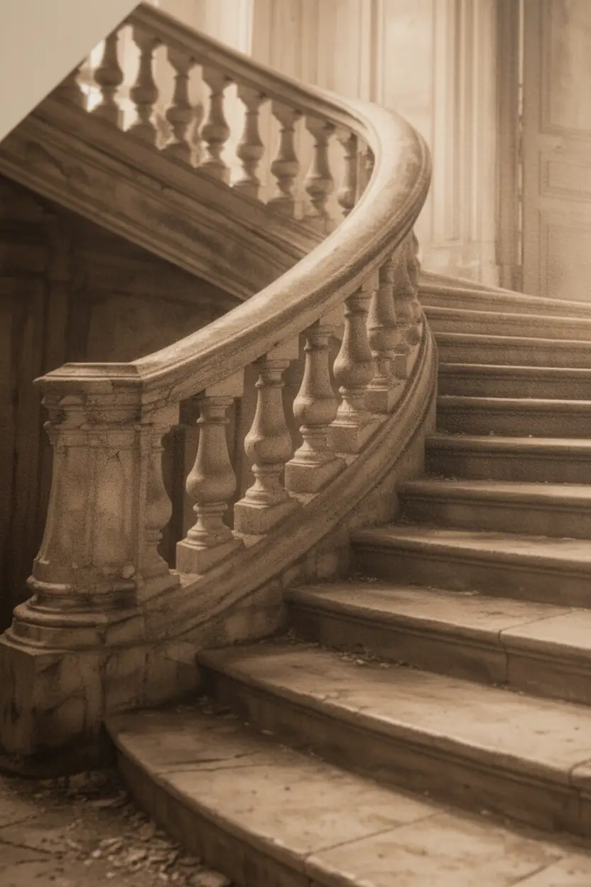 L’Escalier du Château — Affiche murale minimaliste gris beige lumière — affiche murale minimaliste | Cassili-home