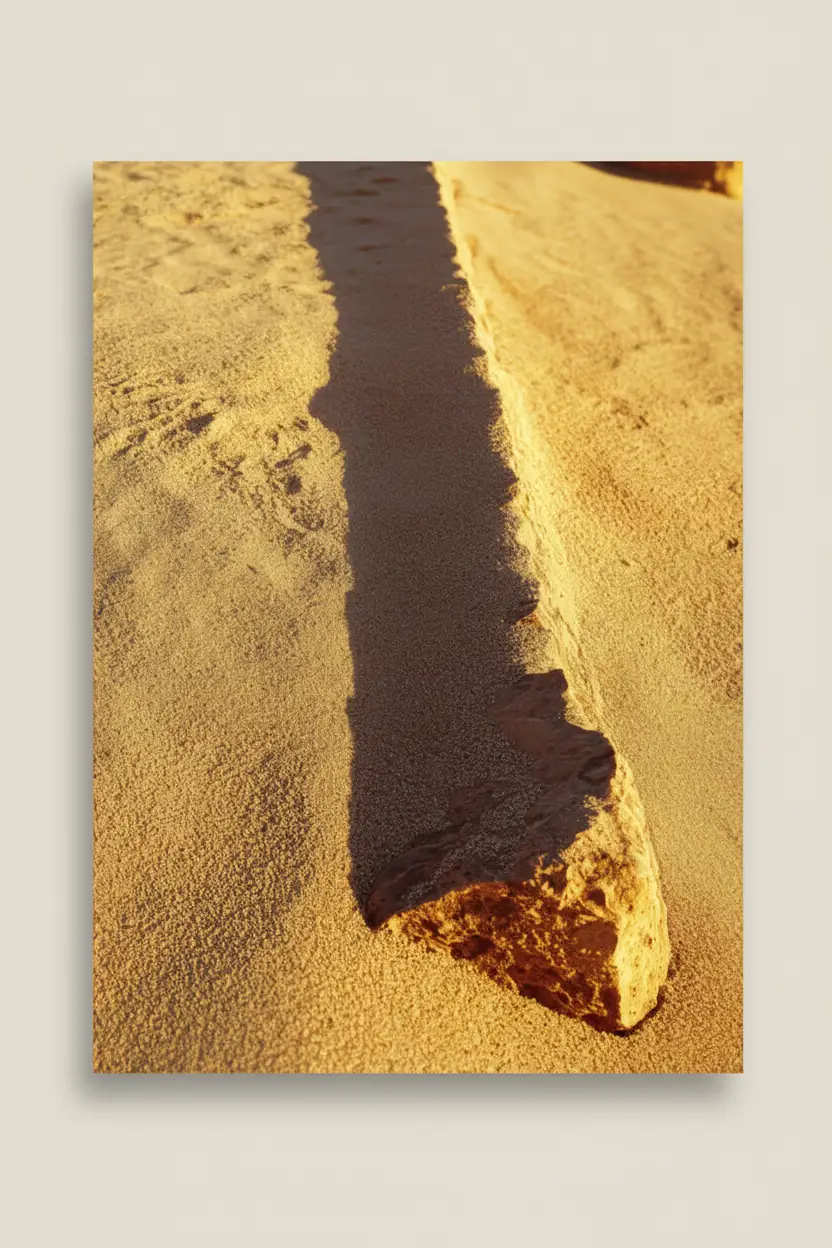 L’Ombre de Pierre — Affiche murale minimaliste sable doré et ombre — affiche murale minimaliste | Cassili-home