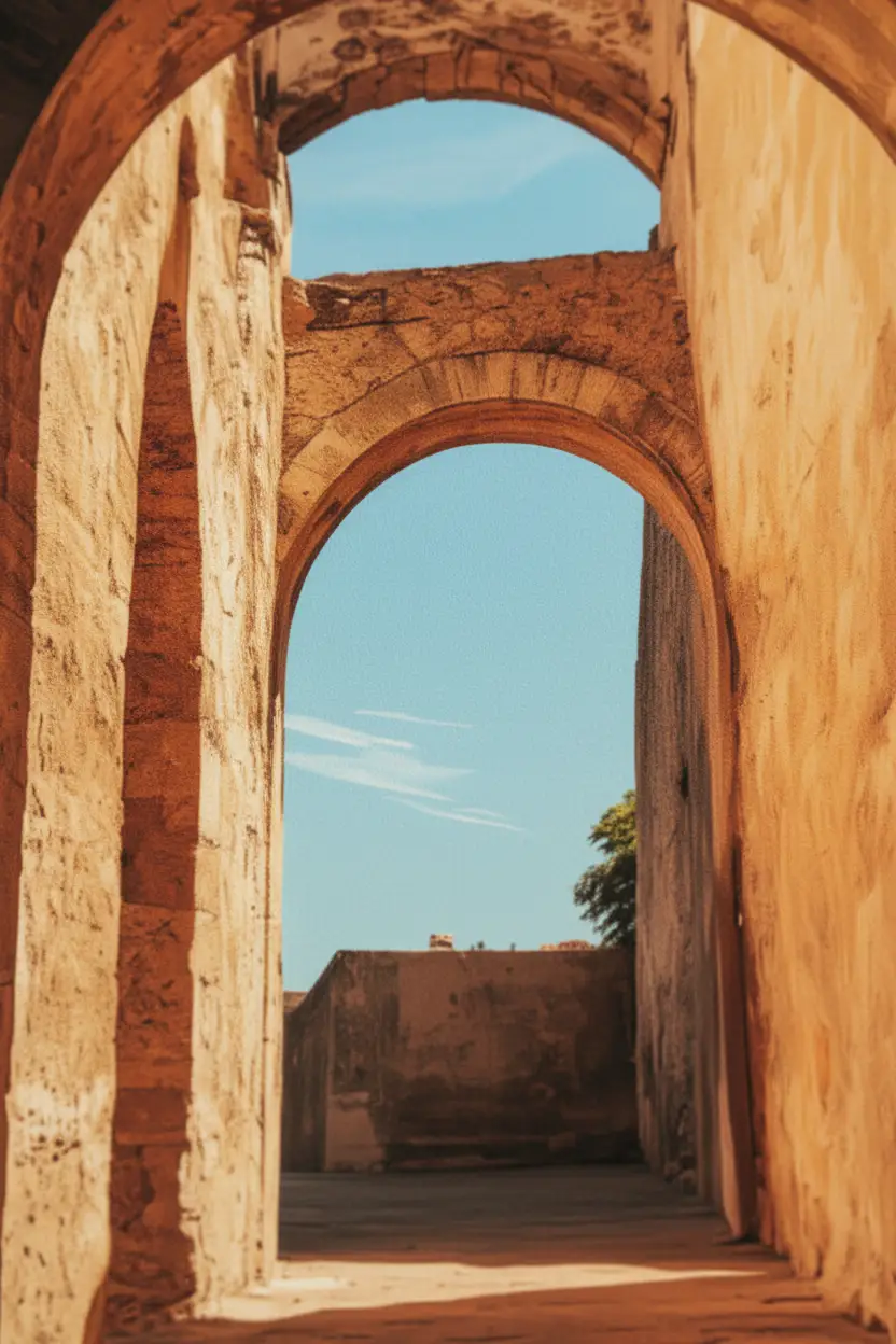 Les Arches du Soleil — Affiche murale minimaliste ocre lumière — affiche murale minimaliste | Cassili-home