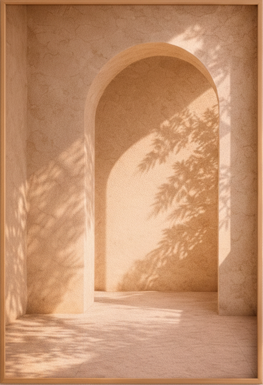 Arche Solaire — Affiche Murale Minimaliste Beige Architecture Méditerranéenne Et Lumière — affiche murale minimaliste | Cassili-home